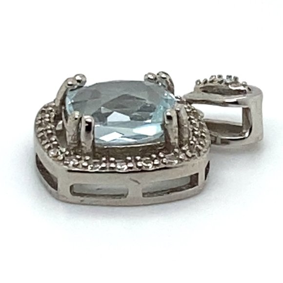 Aquamarine 1.55ct White Gold Finish Solid 925 Sterling Silver Pendant - Picture 5 of 6
